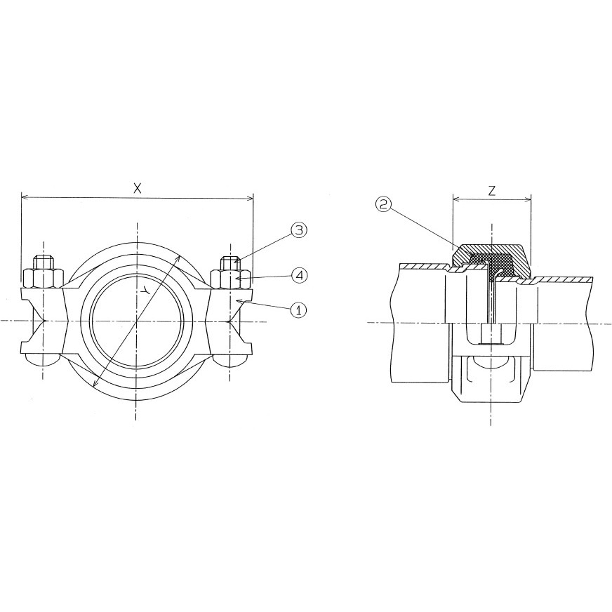 R-11 トップジョイント(径違い 伸縮・可とう型) 溶融亜鉛めっき品 リケン ハウジング 呼び径80×65A  R-11