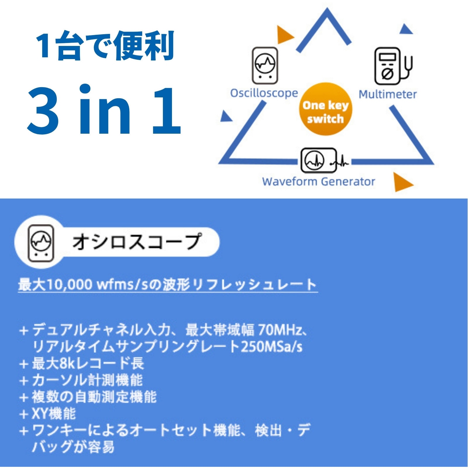 HDS2102 ハンドヘルド・オシロスコープ HDS200シリーズ (25MHz～200MHz 