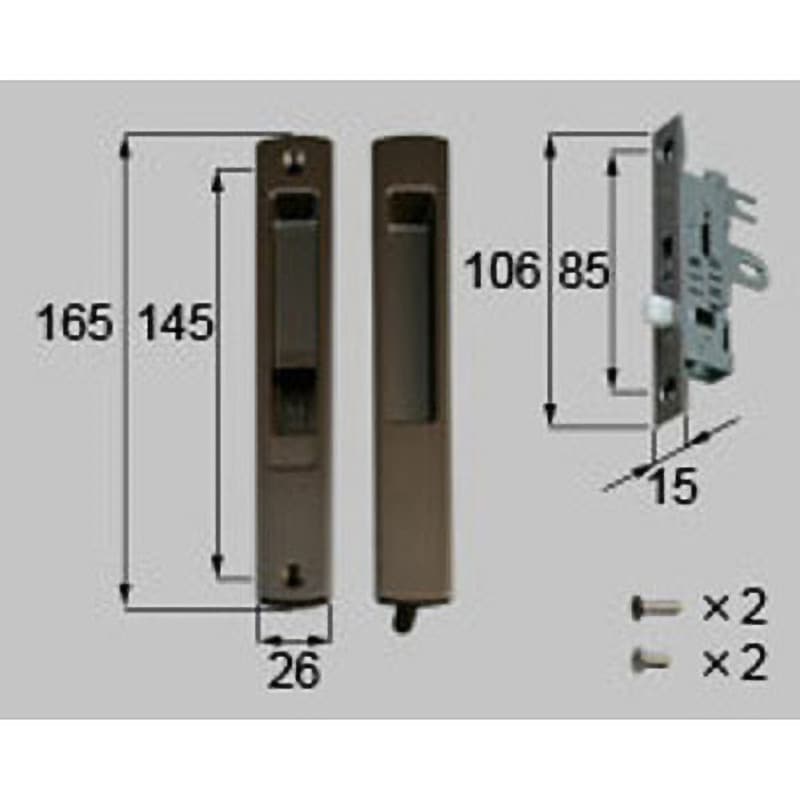 J8DL1529 サイド錠セットシリンダー無 新日軽(LIXIL) ブロンズ系色