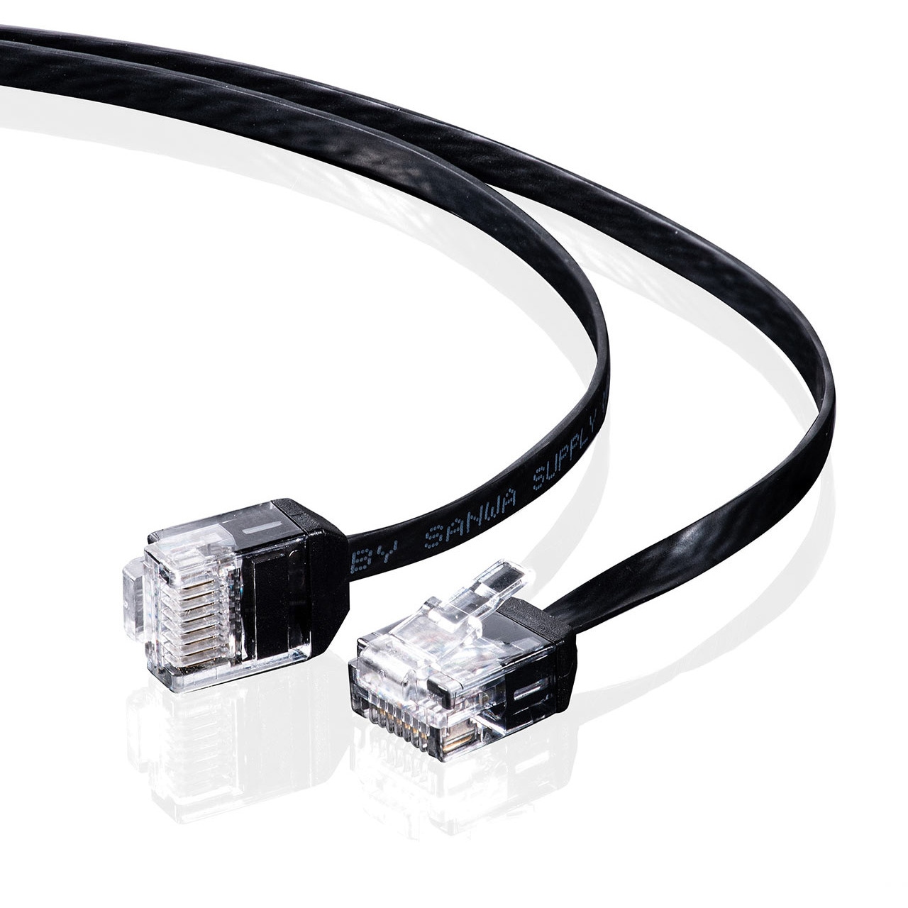 500-LAN6AFL-01 LANケーブル サンワダイレクト ブラック色 規格CAT6A