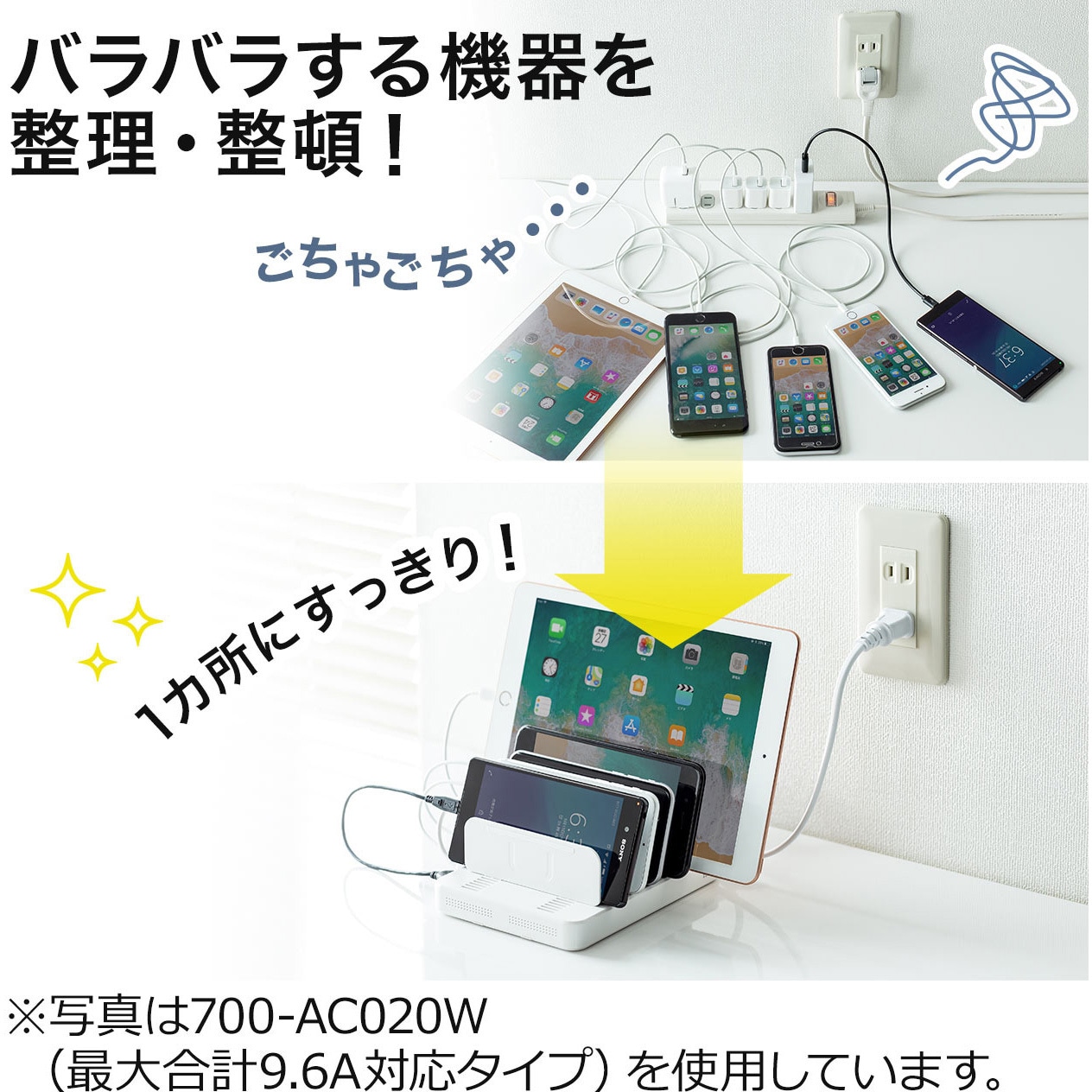 700-AC019W USB充電器 サンワダイレクト プラグ形状2P - 【通販