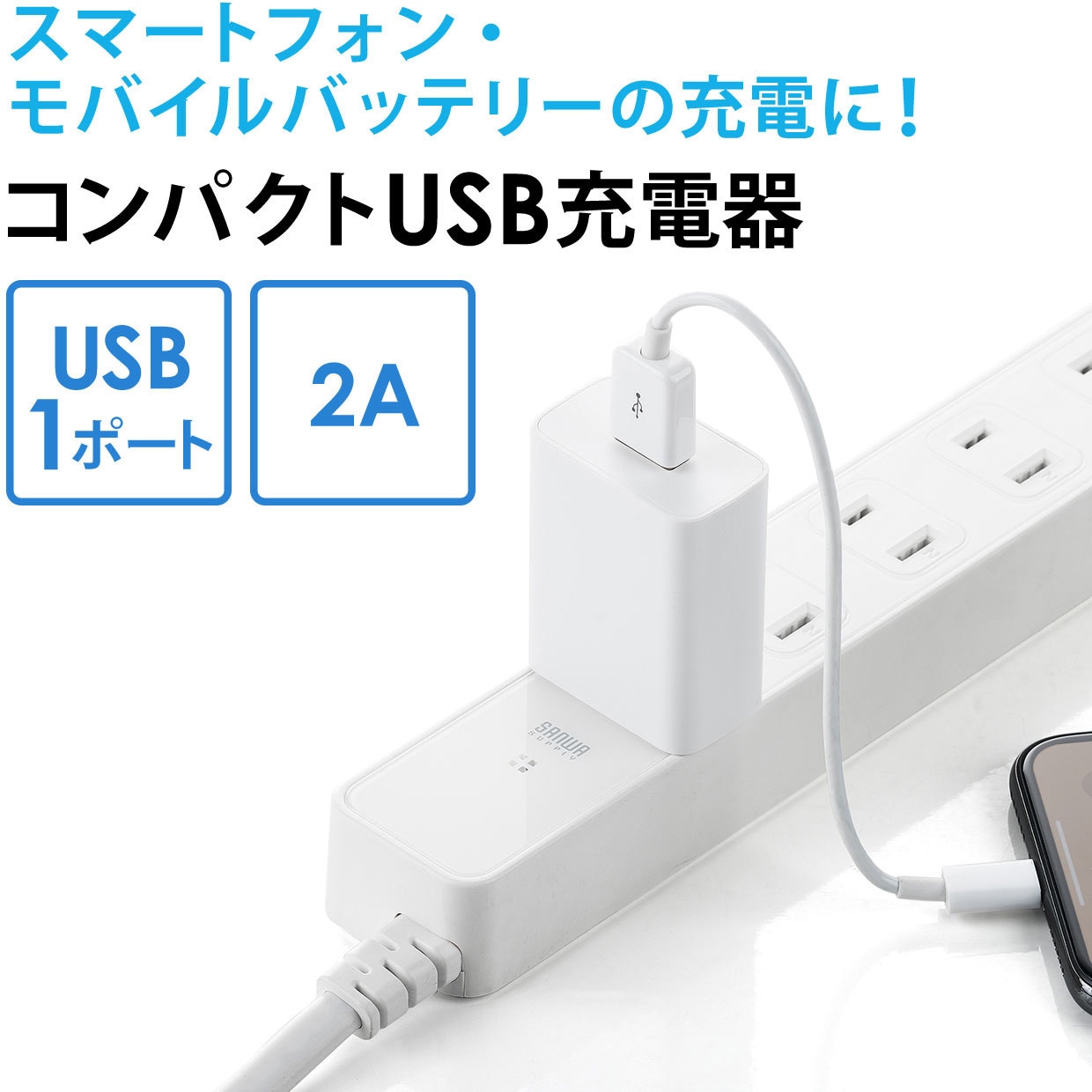 700-AC021BK USB充電器 サンワダイレクト プラグ形状2P - 【通販