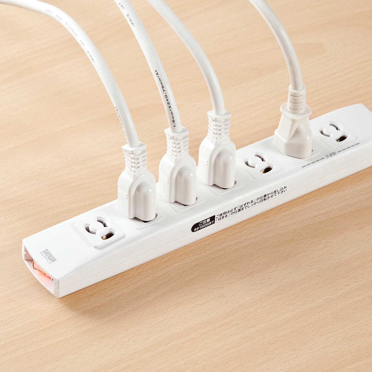 700-TAP036 電源タップ サンワダイレクト 一括集中スイッチ ホワイト色