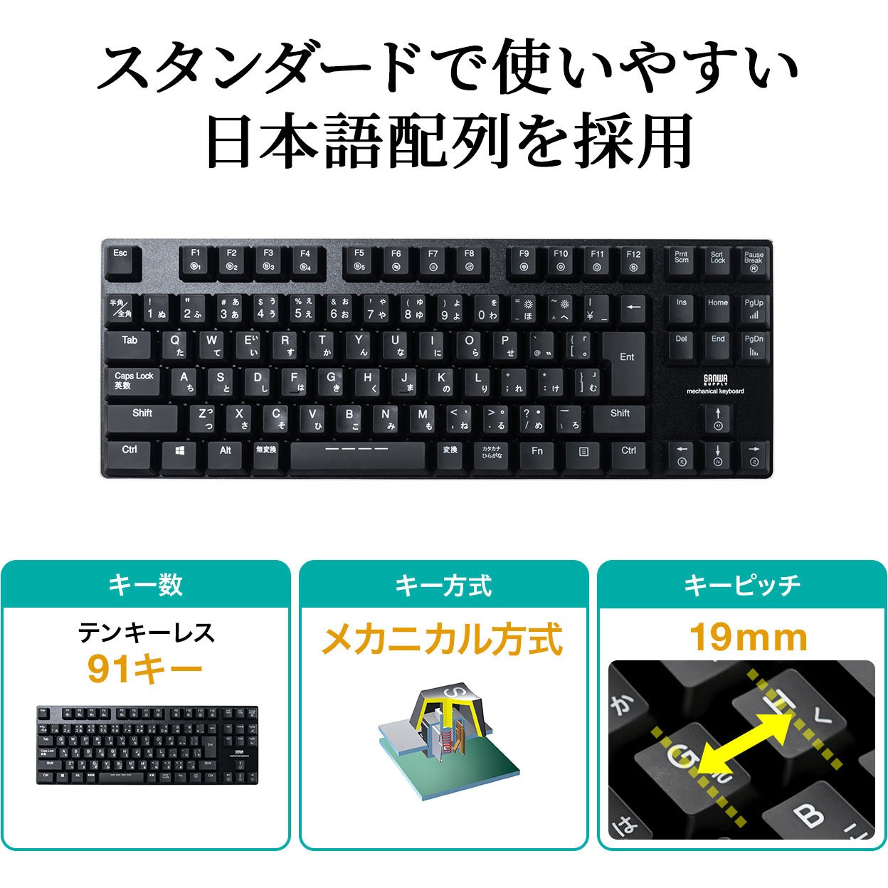 400-SKB057BL キーボード サンワダイレクト インターフェースUSB 日本