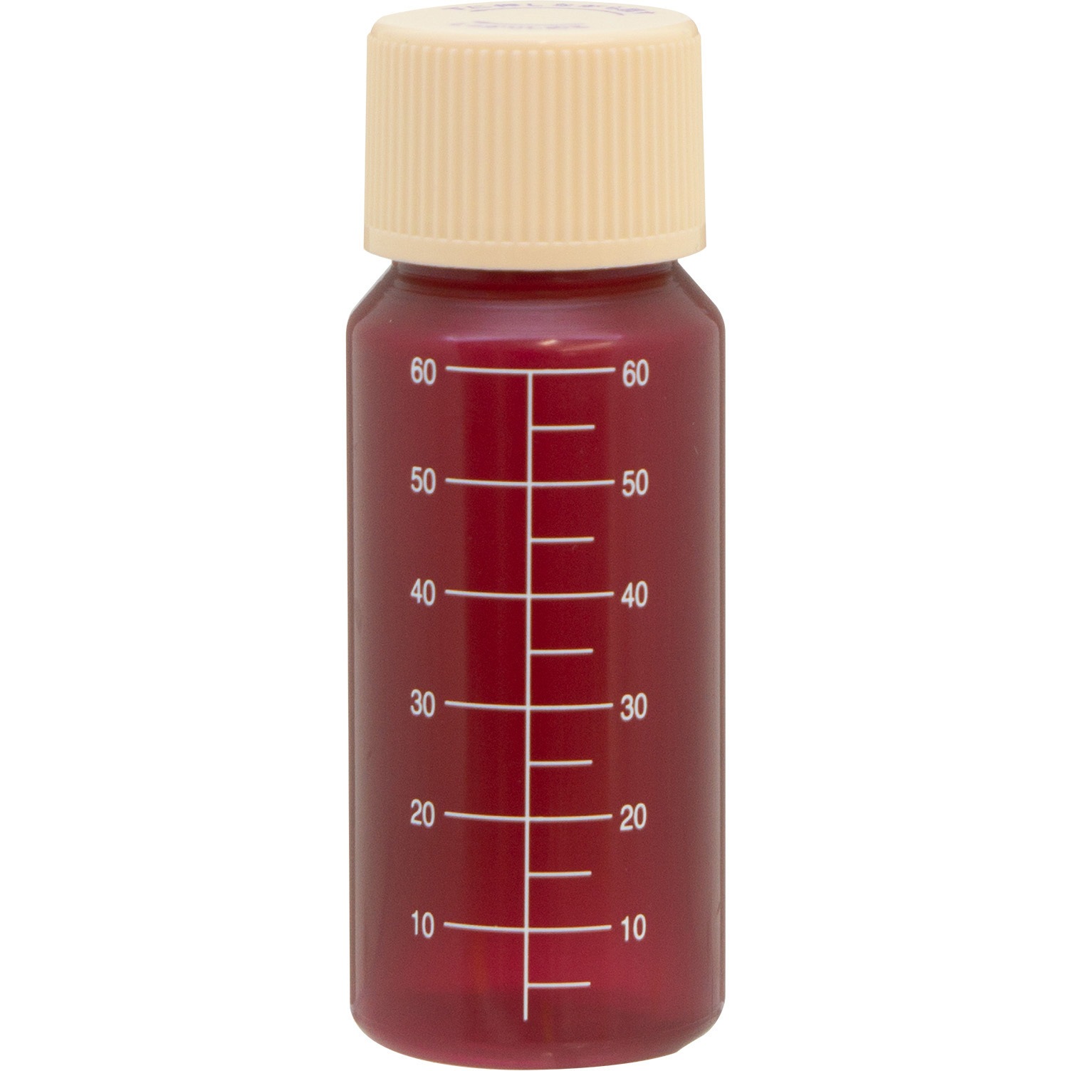 B4370-00000 セーフティキャップ付きNK茶投薬瓶(プリント目盛り) 金鵄製作所 容量60mL   B4370-00000