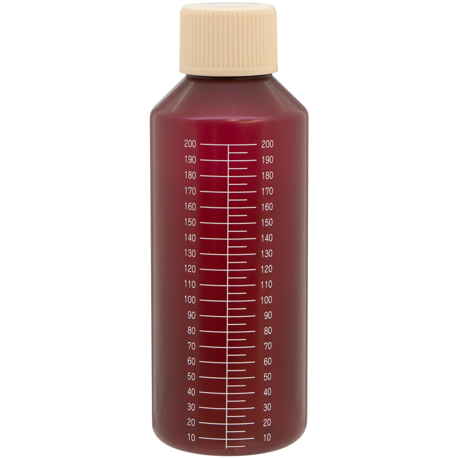 B43C0-00000 セーフティキャップ付きNK茶投薬瓶(プリント目盛り) 金鵄製作所 容量200mL   B43C0-00000