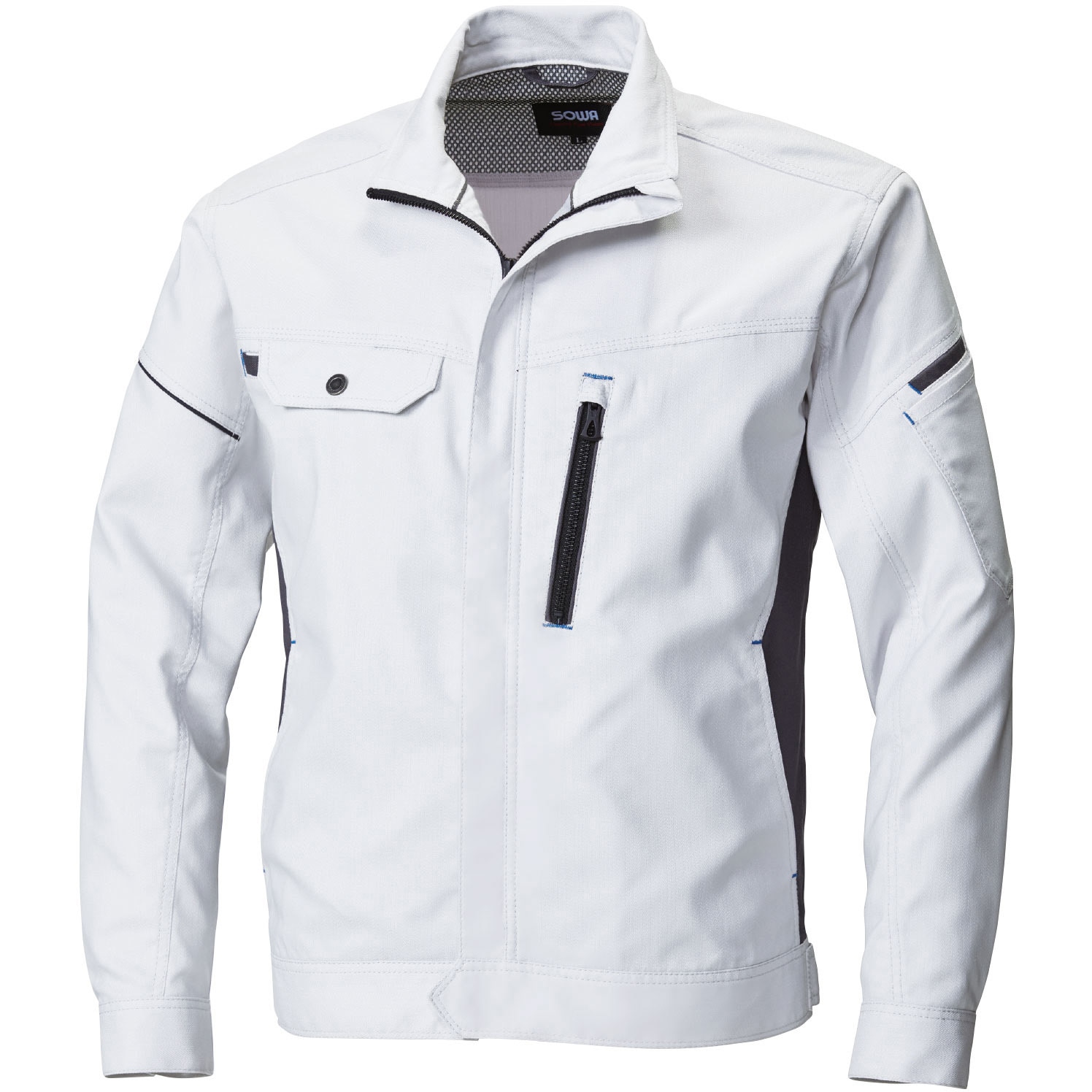 3012-00 3012-00 長袖ブルゾン 桑和 素材:綿20%ポリエステル80% 定番 シルバーグレー色 SS