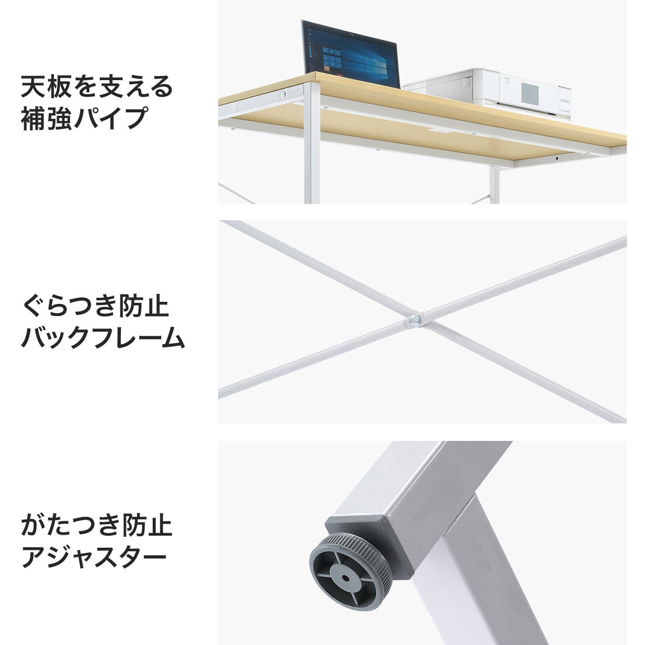 100-DESKF002BK デスク サンワダイレクト 黒色 W800×D600×H700mmサイズ