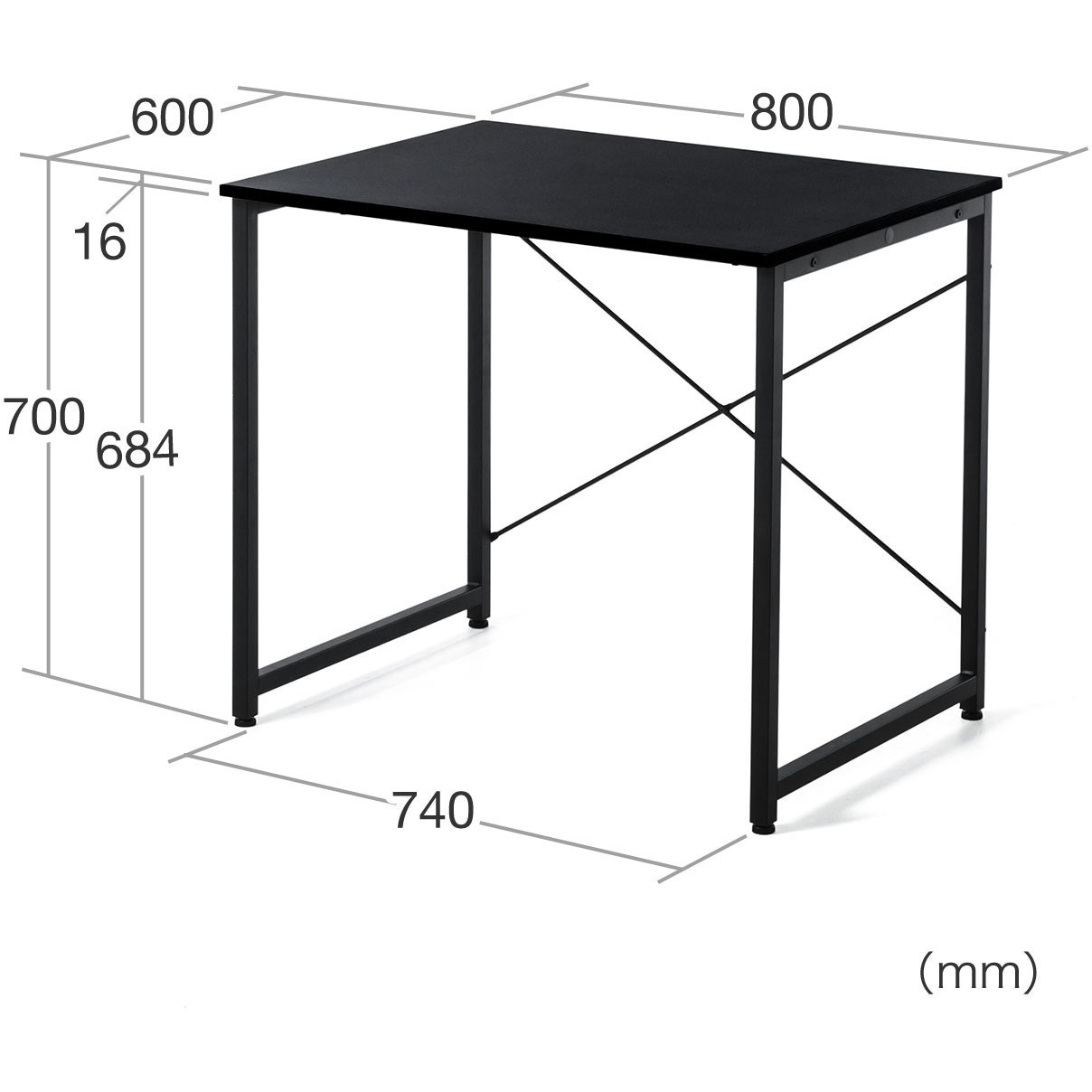 100-DESKF002BK デスク サンワダイレクト 黒色 W800×D600×H700mmサイズ
