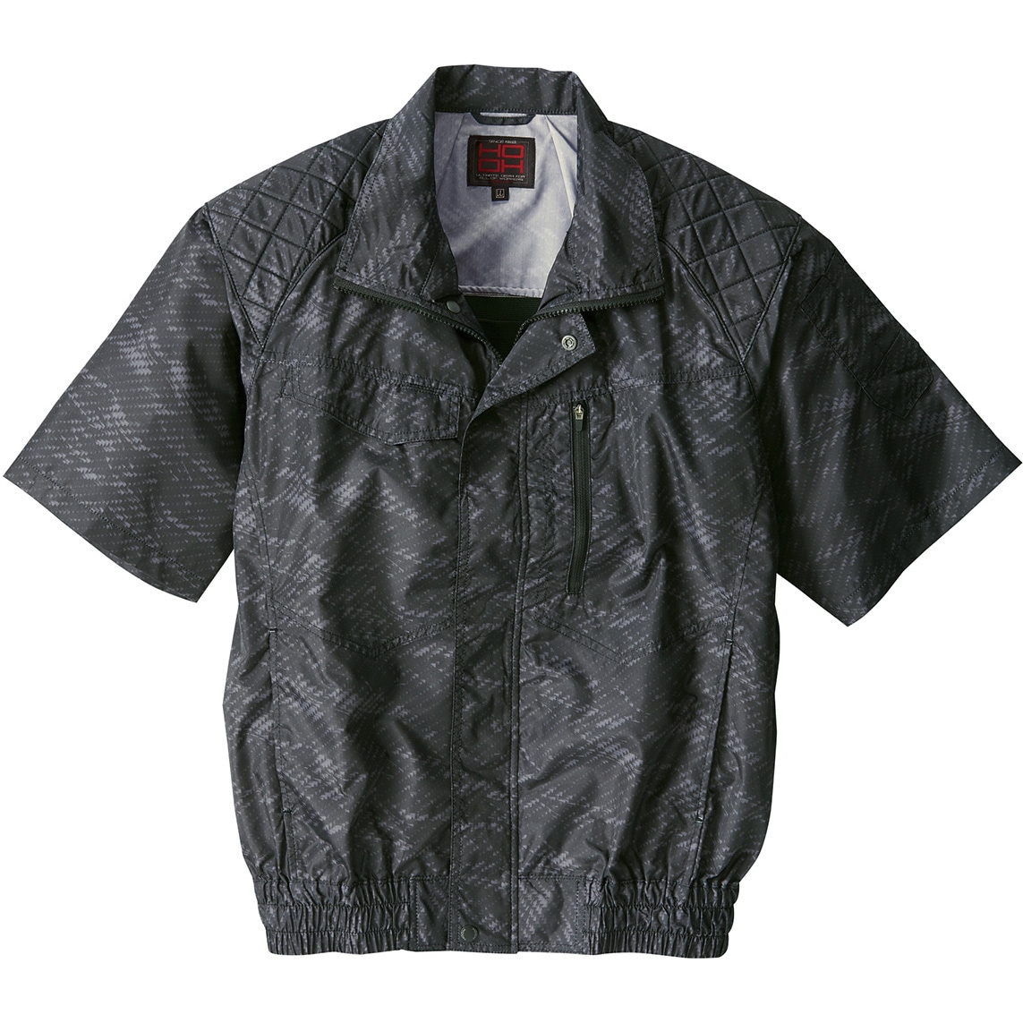 V5577 HOOH フルハーネス対応冷感半袖ブルゾン V5577 村上被服 服のみ ポリエステル100% カモフラブラック色 サイズ8L