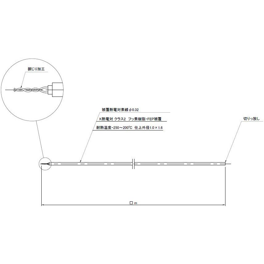 DJ-K-0.32-N-10-C 被覆K熱電対切りっ放し 佐藤計量器製作所 長さ10m
