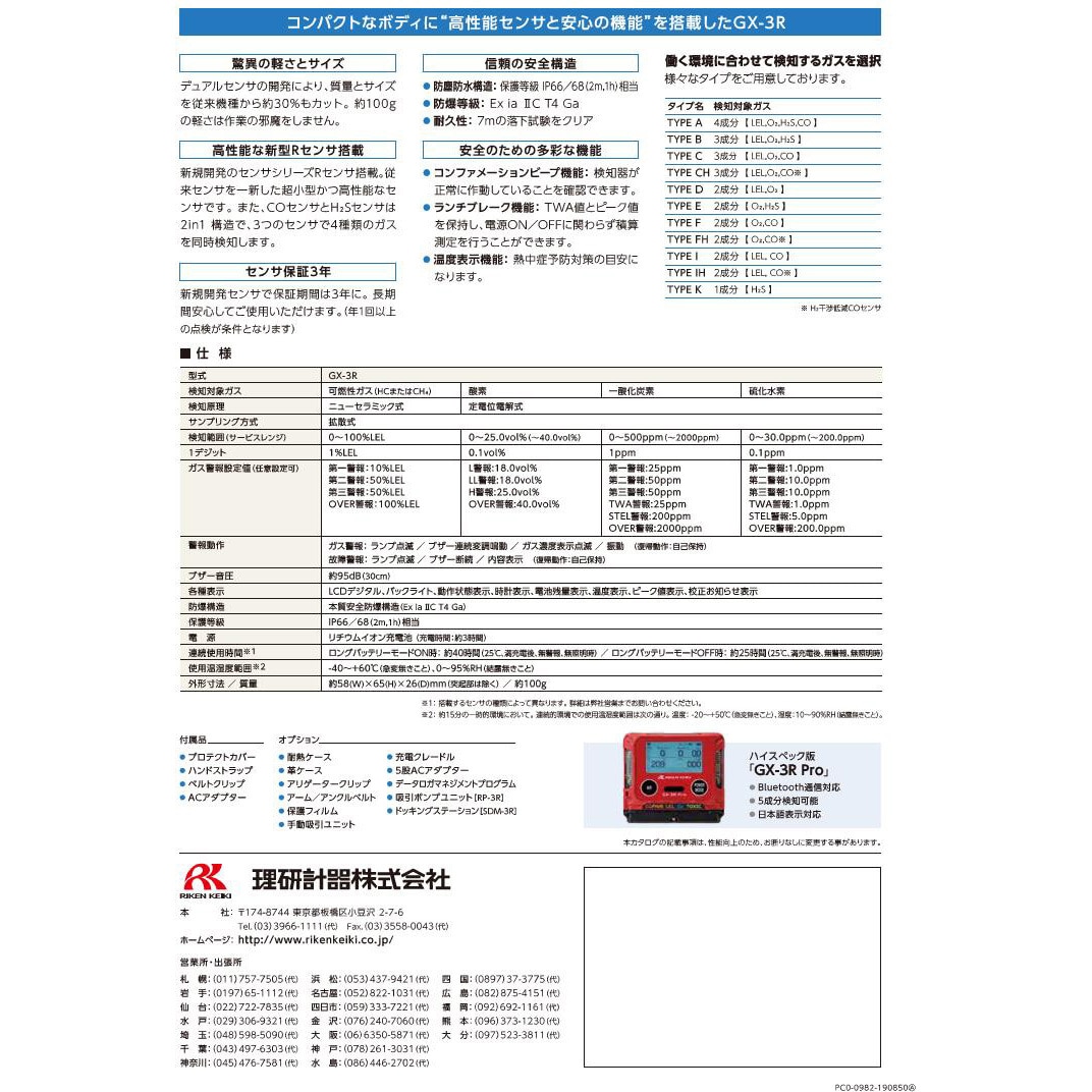 個人装着型マルチガス検知器GX-3R