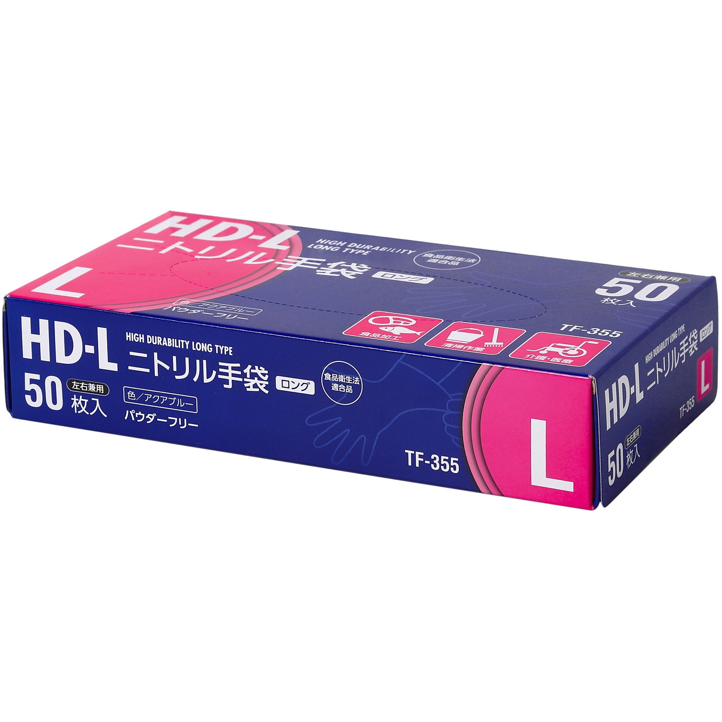 TF-355 ニトリル手袋超厚手ロング 伊藤忠リーテイルリンク アクア