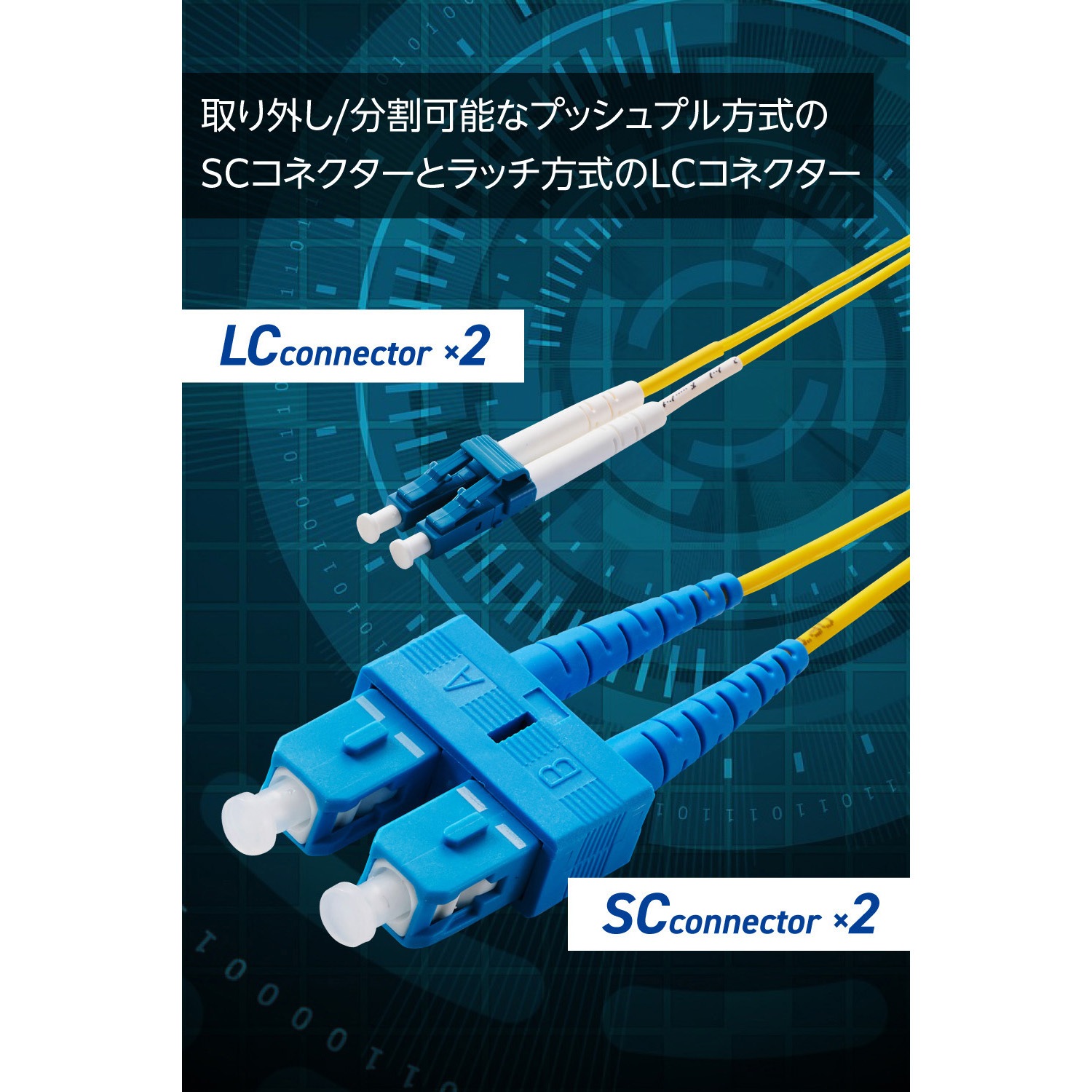 2m 光ファイバーケーブル LC-SC 2芯 備考EU RoHS指令準拠(10物質