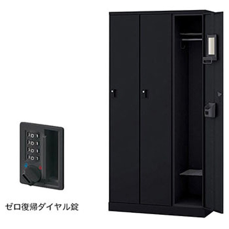 GL3MDR-B ロッカー 3人用 GL型 ナイキ ブラック色 ゼロ復帰ダイヤル錠タイプ 高さ1800mm間口900mm奥行515mm  GL3MDR-B