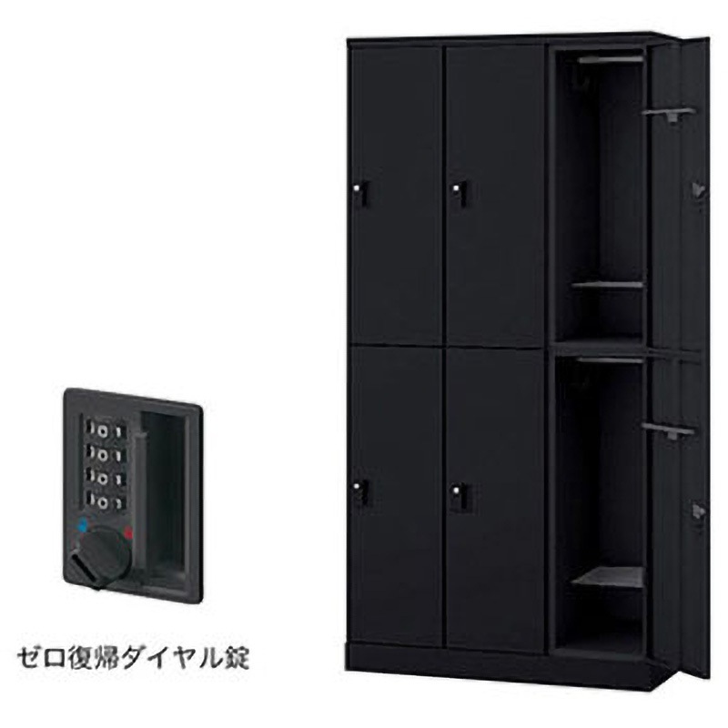 GL6MDR-B ロッカー 6人用 GL型 ナイキ ブラック色 ゼロ復帰ダイヤル錠タイプ 高さ1800mm間口900mm奥行515mm  GL6MDR-B