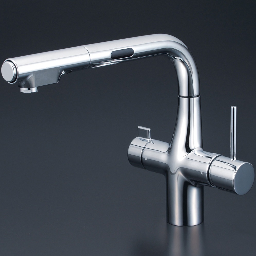 【新品未使用】KVK ビルトイン浄水器 KM6061ECTキッチンハウス KM6131SCECHS ビルトイン浄水器用シングルシャワー付混合栓(センサー