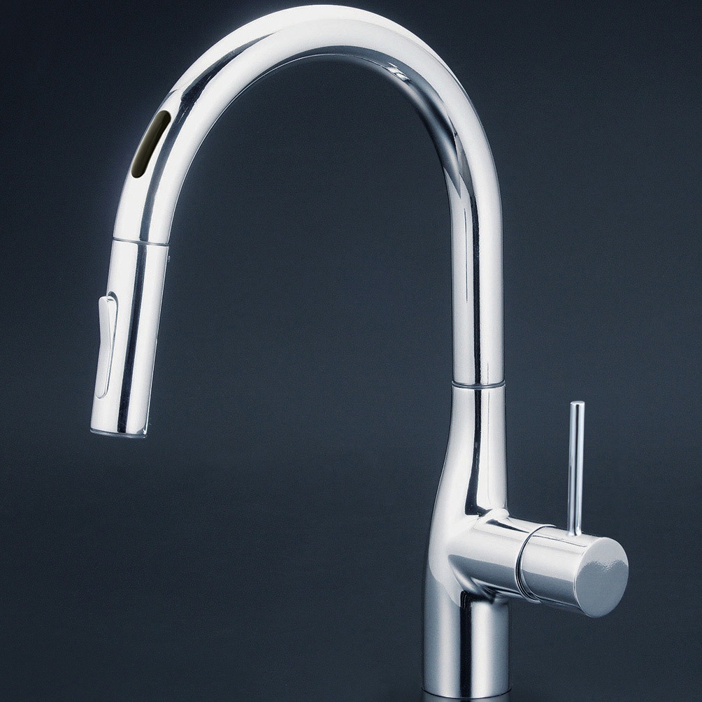 KM6071DECHS シングルシャワー付混合栓(センサー付) 撥水 電池 KM6071EC KVK キッチン用 逆止弁タイプ