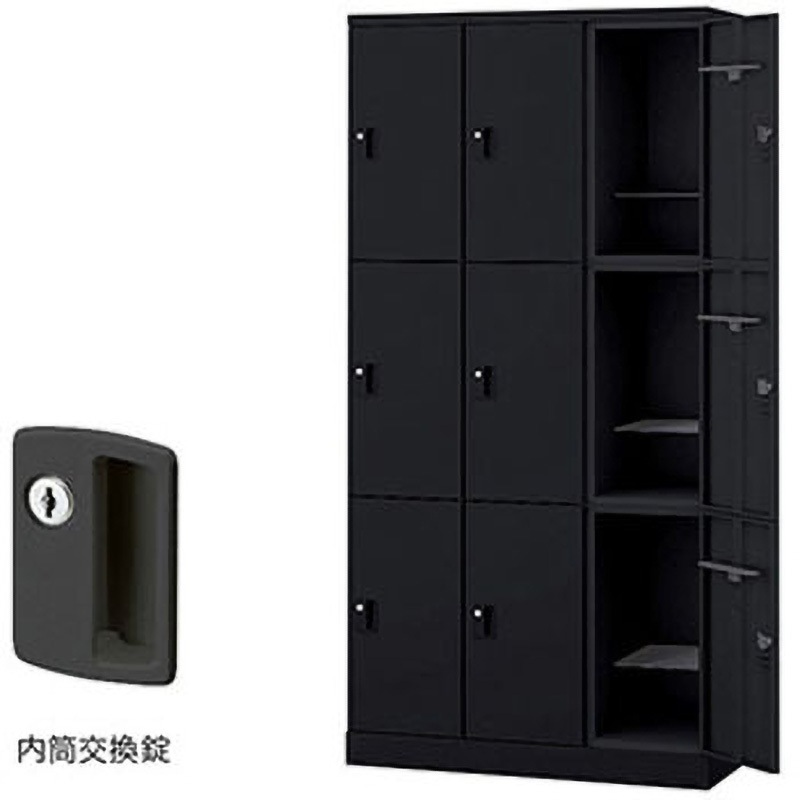 GL9MC-B ロッカー 9人用 GL型 ナイキ ブラック色 内筒交換錠タイプ 高さ1800mm奥行515mm  GL9MC-B 65,890円