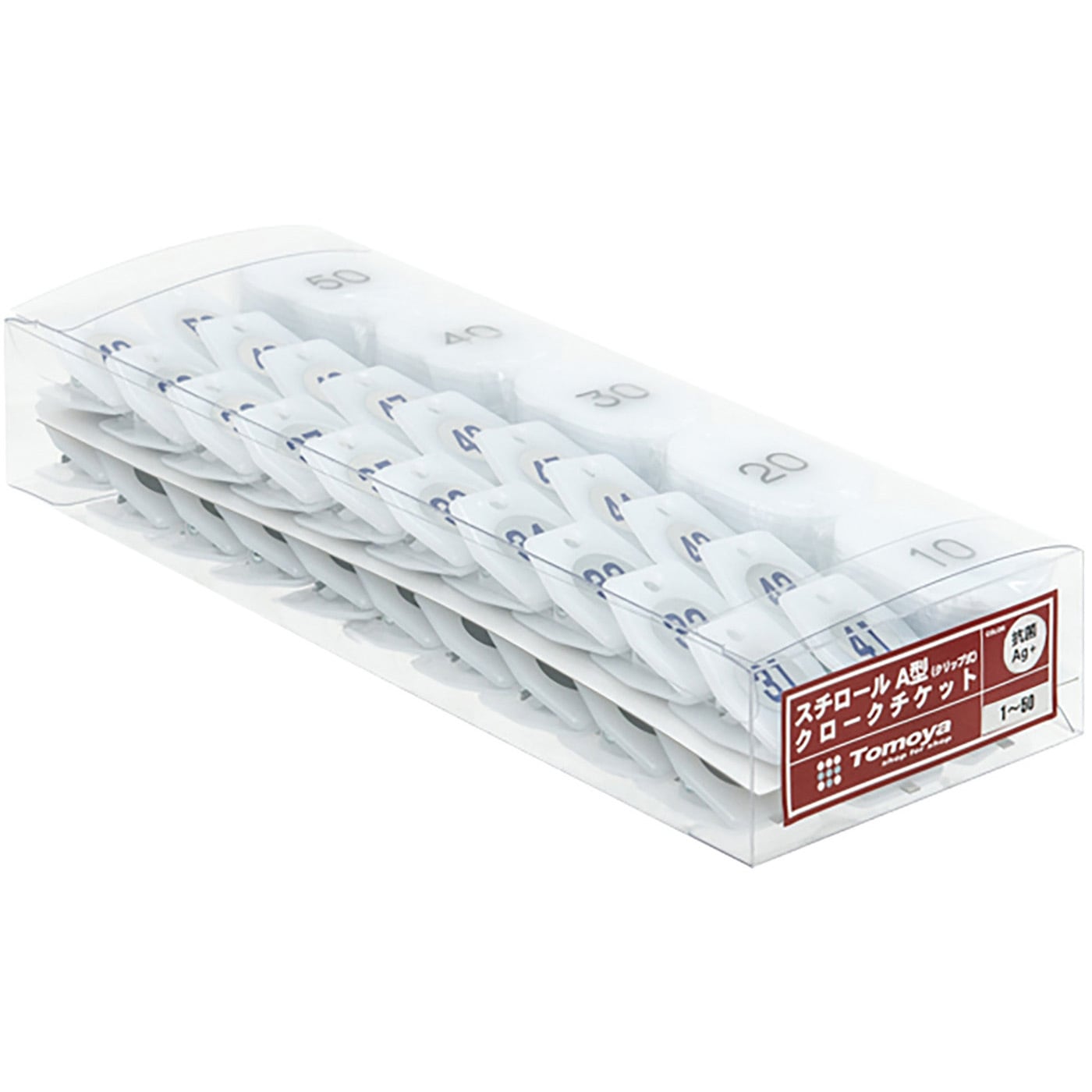 【おまけ案内】モノオキ 62345-01 スチロールクロークチケット 抗菌仕様AG+ 友屋 透明ホワイト