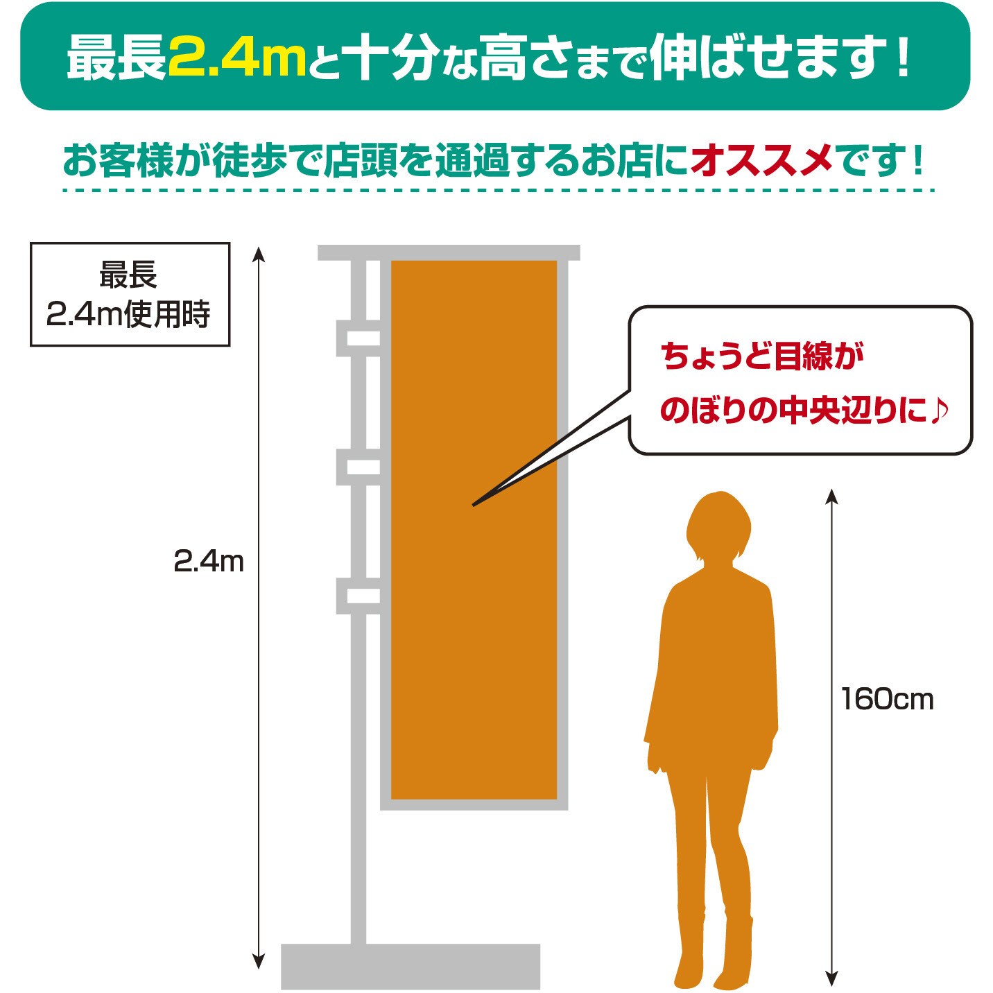 40 6140 のぼり用ポール 伸縮のぼり竿 2 4m 1本 ササガワ 通販サイトmonotaro