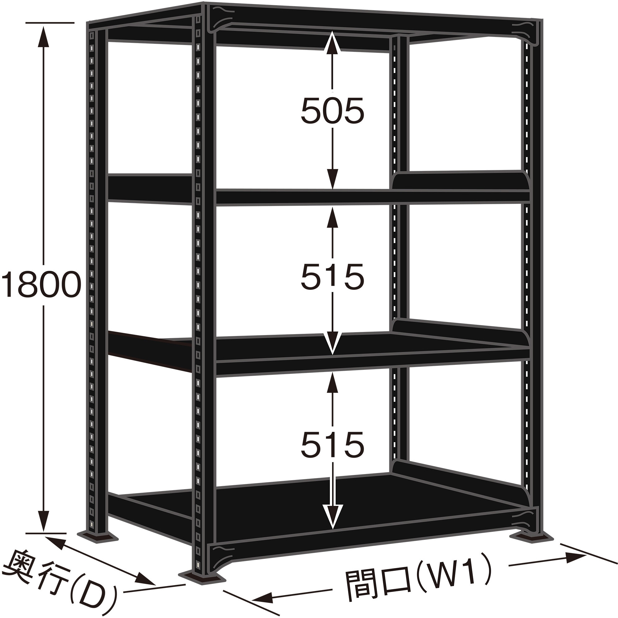 RLK-1724 ラークラック(ブラック/150kg/高さ1800/単体) サカエ