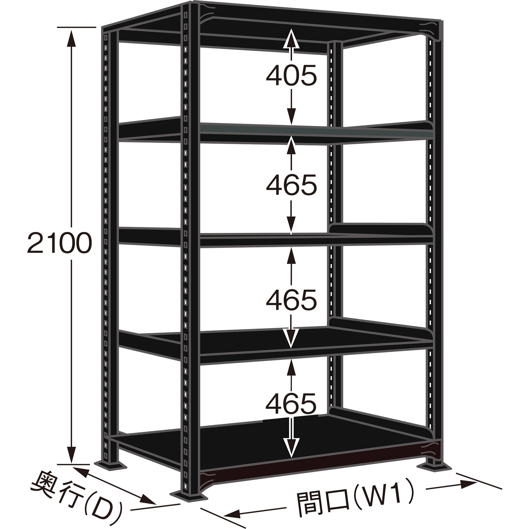 RLK-2125 ラークラック(ブラック/150kg/高さ2100/単体) サカエ