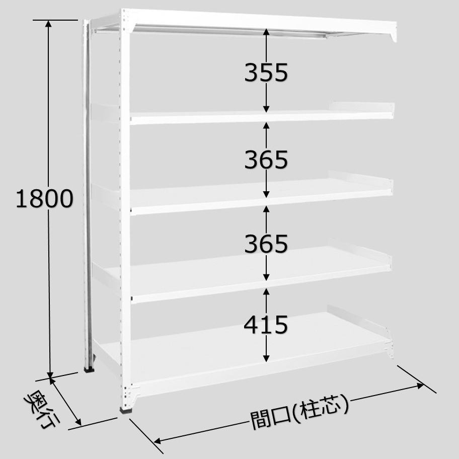RLS-1115R ラークラック(ホワイト/150kg/高さ1800/連結) サカエ スチール ボルトレス仕様