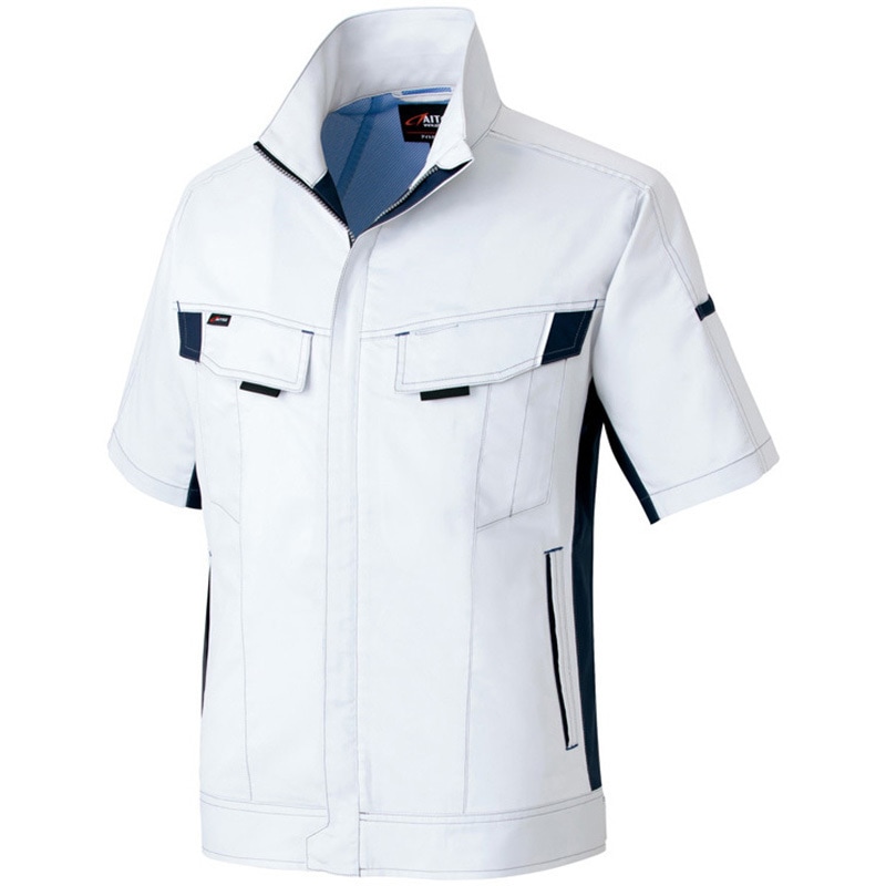 AZ-6832 半袖サマーブルゾン(男女兼用) AZ-6832 アイトス シルバーグレー×ネイビー色 6L着丈71cm 5,367円