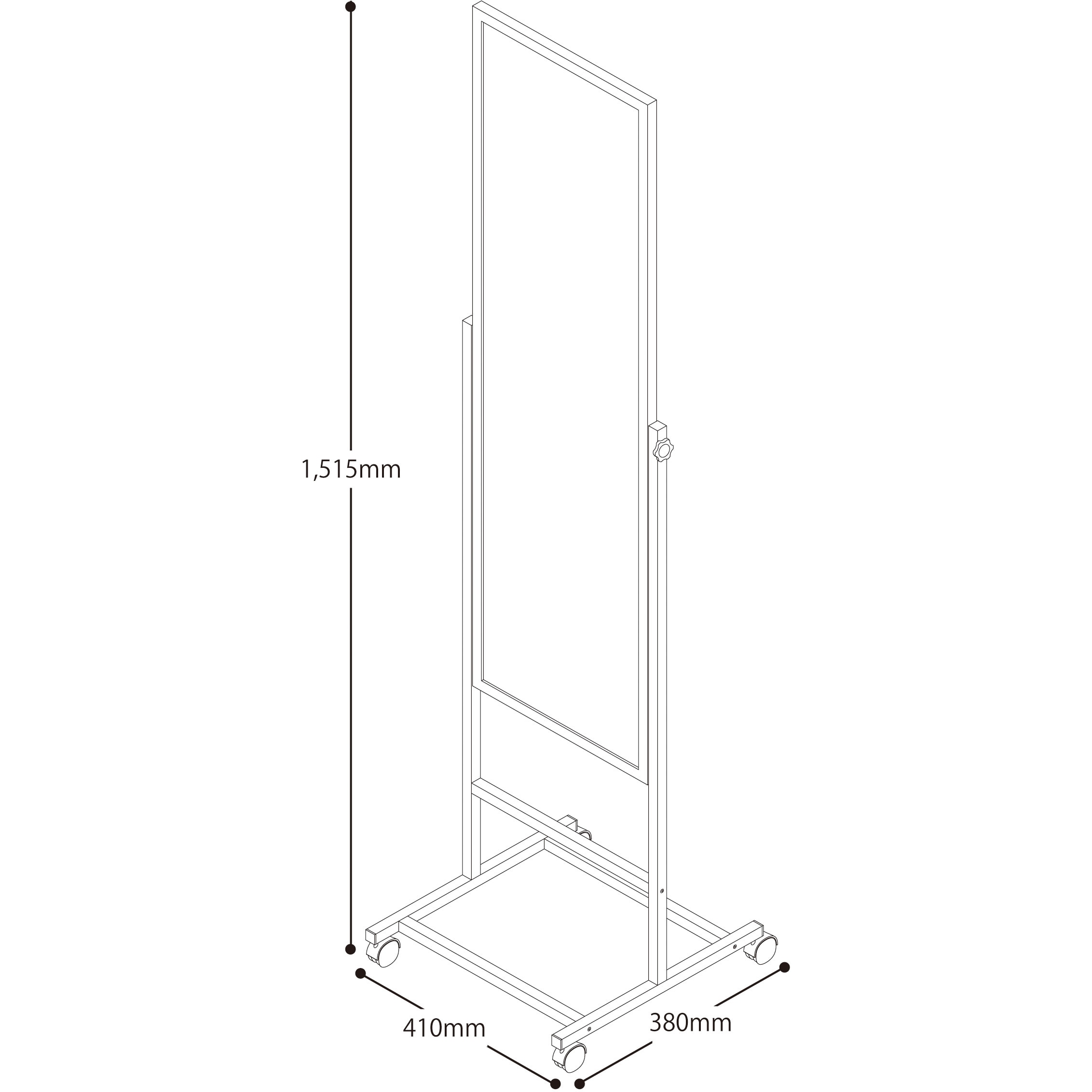 スタンドミラーキャスター付 TKM 間口412mm高さ1515mm奥行379mm 1台