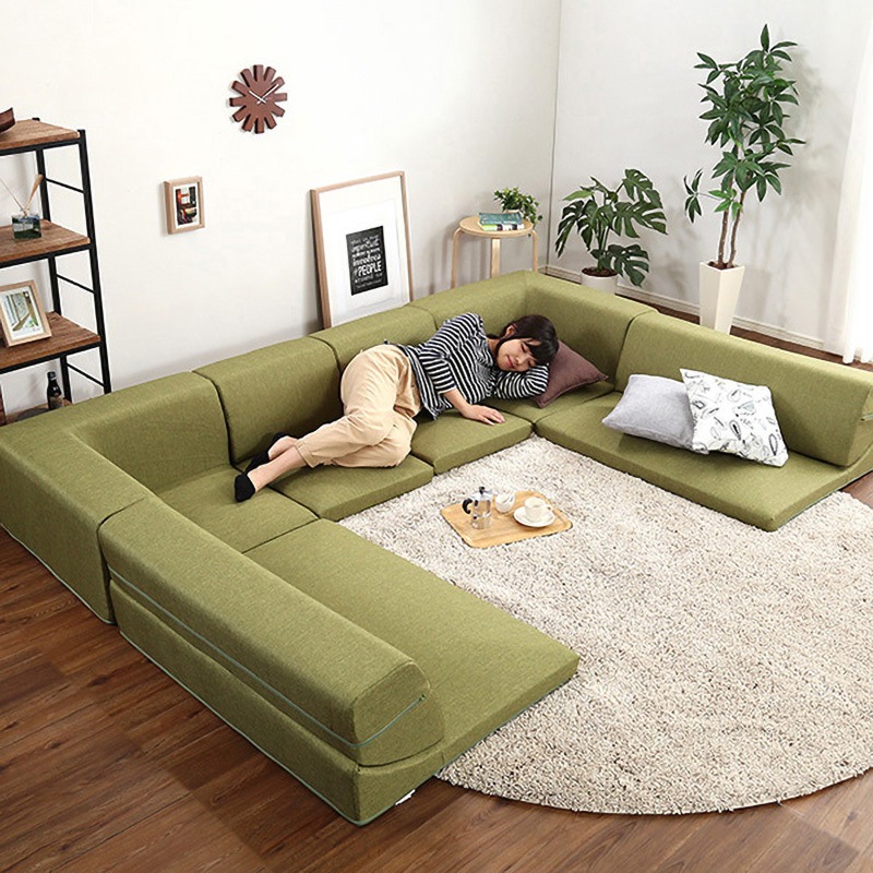 低反発14段階リクライニングソファ、レイアウト自由でローソファにも