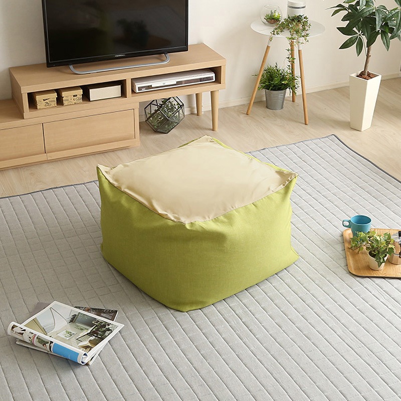 SH-07-NGMV-L-LGE 新配合でヘタリにくい キューブ型ビーズクッション |Guimauve Neo ギモーブネオ  | ホームテイスト ライトグリーン色 サイズL  SH-07-NGMV-L-LGE