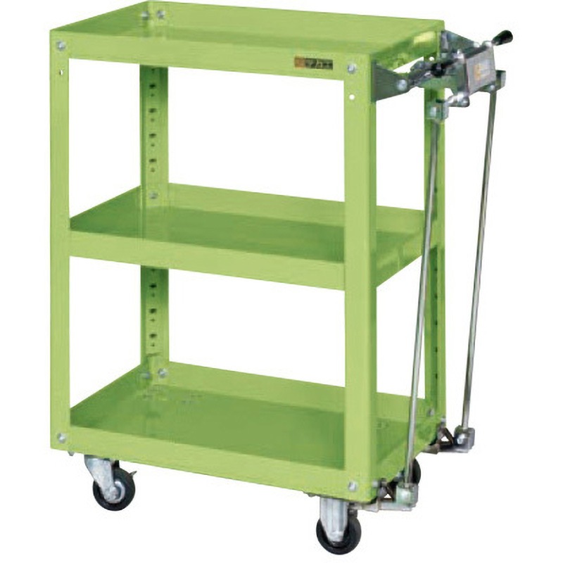 EMR-150HB スーパーワゴン(EMR/W600×D400/ゴム車/ハンドブレーキ付) サカエ 自在S付2・固定2キャスター サカエグリーン