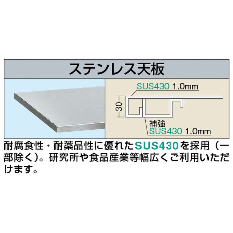 SUS4-189LCN ステンレス作業台(SUS430/H800) サカエ 間口1800mm奥行900mm SUS4-189LCN -  【通販モノタロウ】