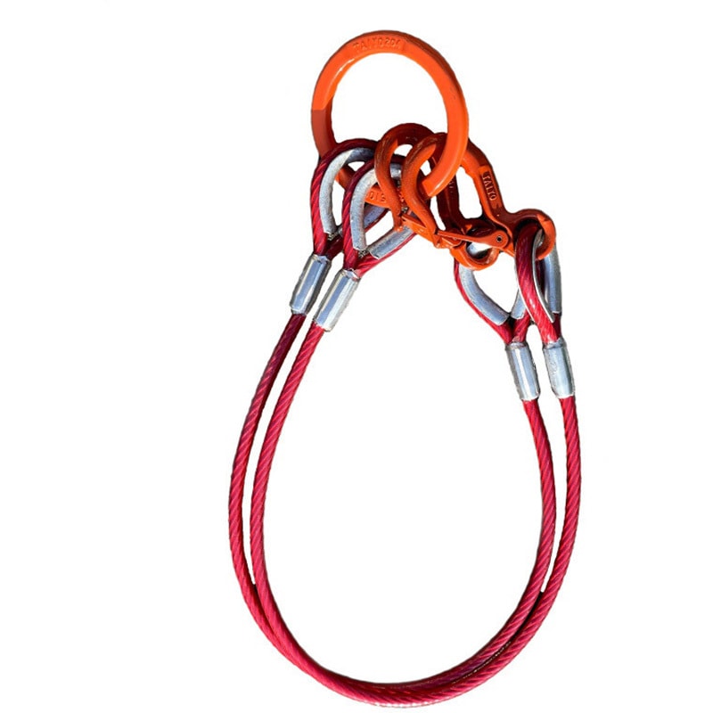 0.8tx1.0m 2点吊カラーワイヤ eフック付 中村工業 荷重0.8t