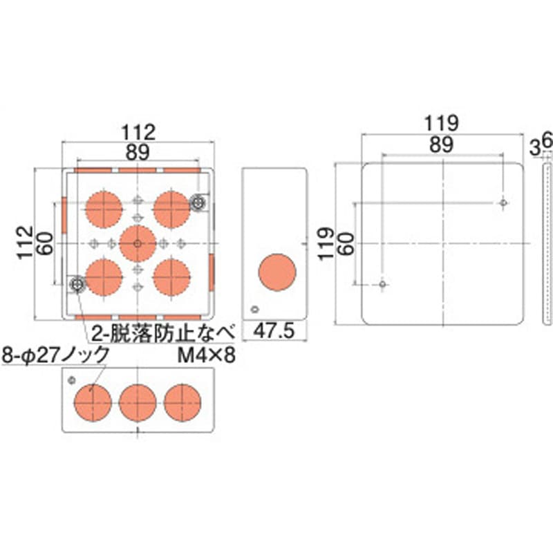 4OB4APGHW アウトレットボックスAタイププレート付4OB 日動電工 中浅形