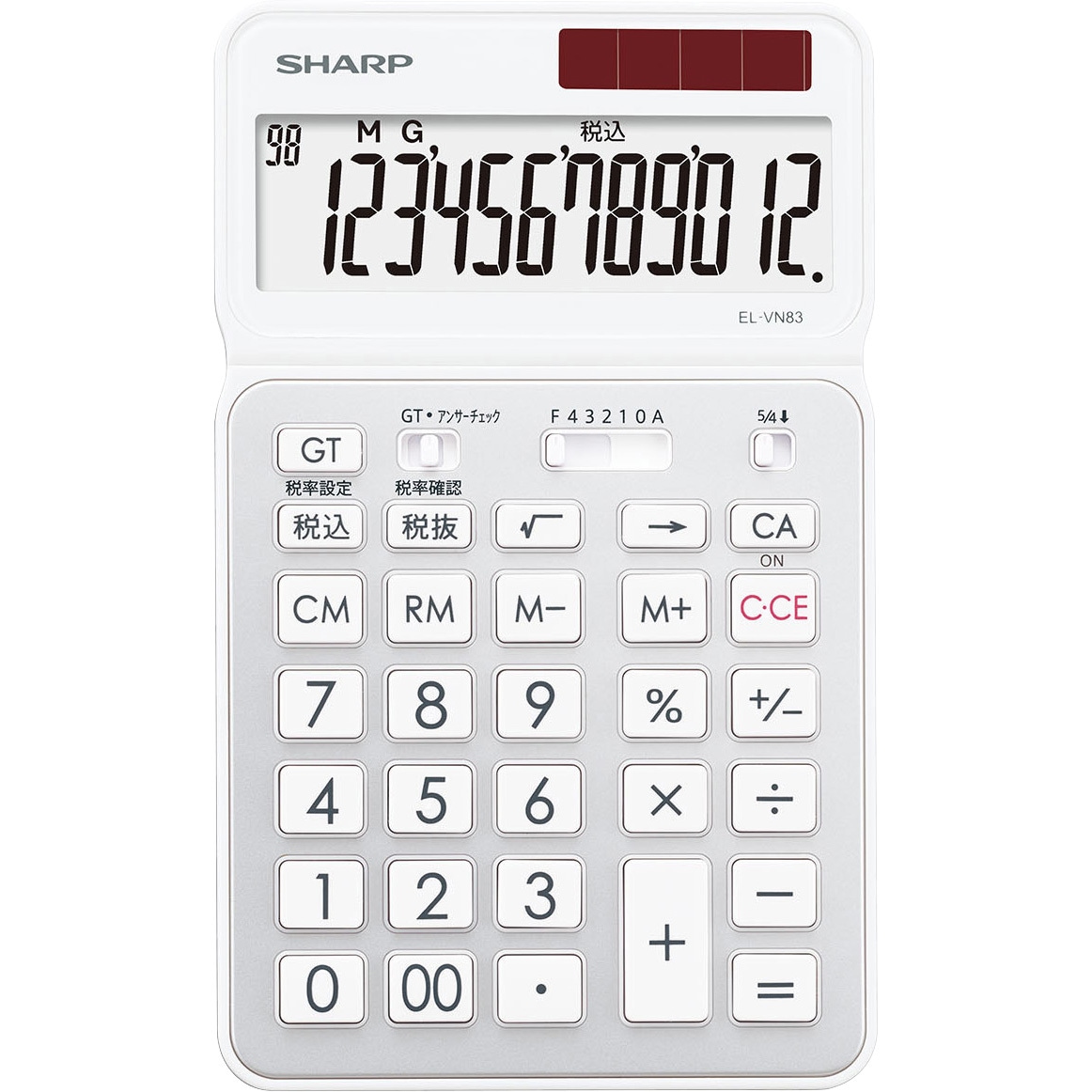 EL-VN83-WX 12桁抗菌電卓 シャープ クリアホワイト色 ナイスサイズ