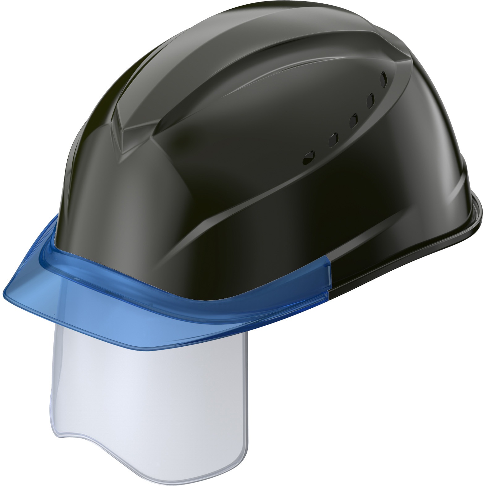 ST#01230VJ-SH 軽量・透明バイザー・シールド面付ヘルメット ST#01230VJ-SH 谷沢製作所 飛来・落下物用 墜落時保護用 色(帽体)黒(BL-02)