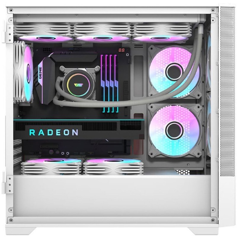 未使用［7つファン付き］白 ガラスキューブ型PCケース Micro-ATX DK415M WT Micro-ATXケース DARKFLASH ホワイト色 DK415M WT