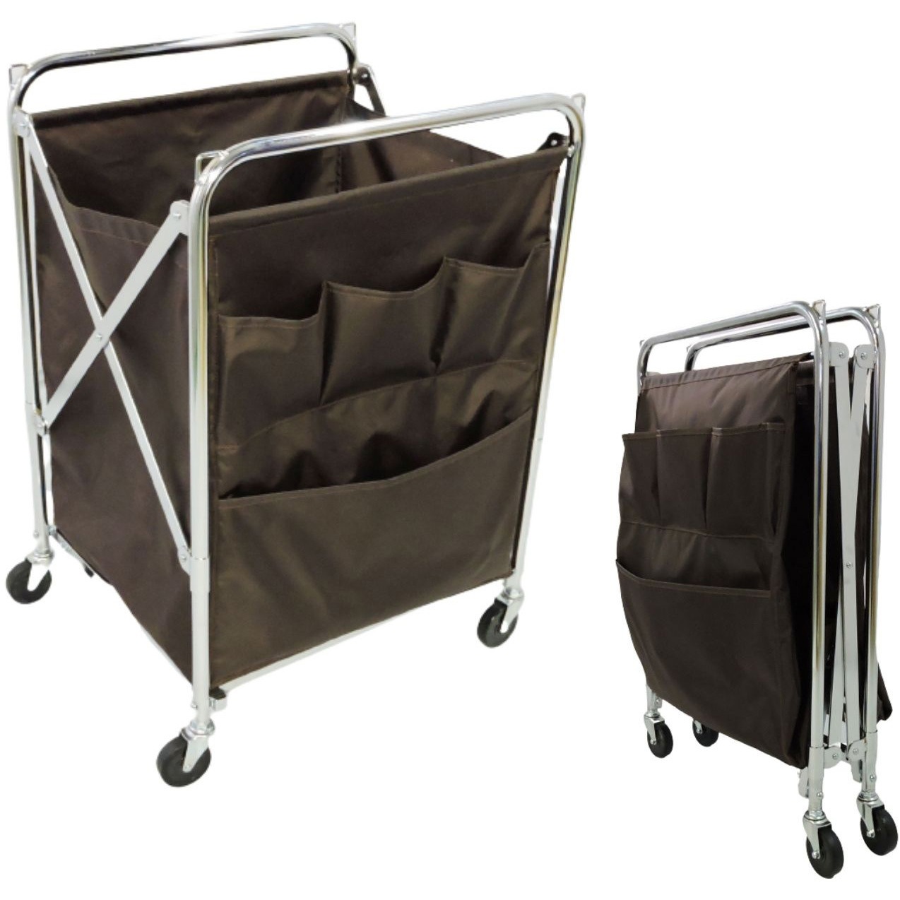 o0203v-00-00 ホテルカート 6ポケット 75キャスター付 ブラウンカバー付 1台 オリタニ 【通販モノタロウ】