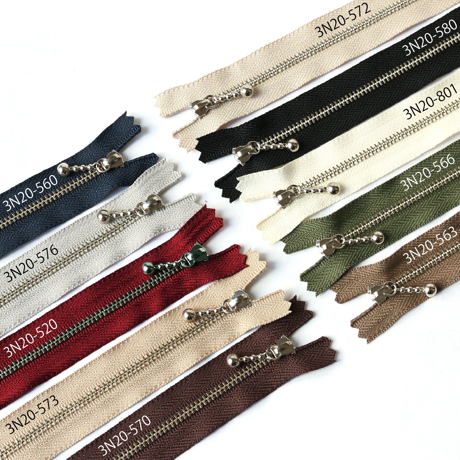 3N20-566 玉付ファスナーシルバー 1袋(10本) YKK 【通販モノタロウ】