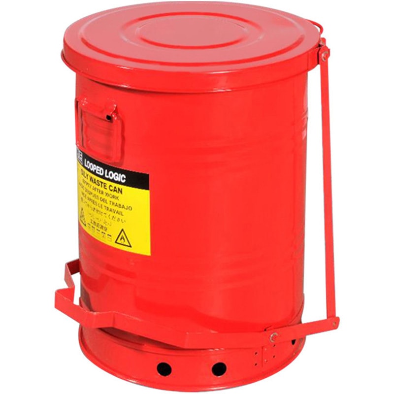25489 油性廃棄物用耐火ゴミ缶 セーフラン安全用品 厚さ3mm直径411mm 1台(53L)