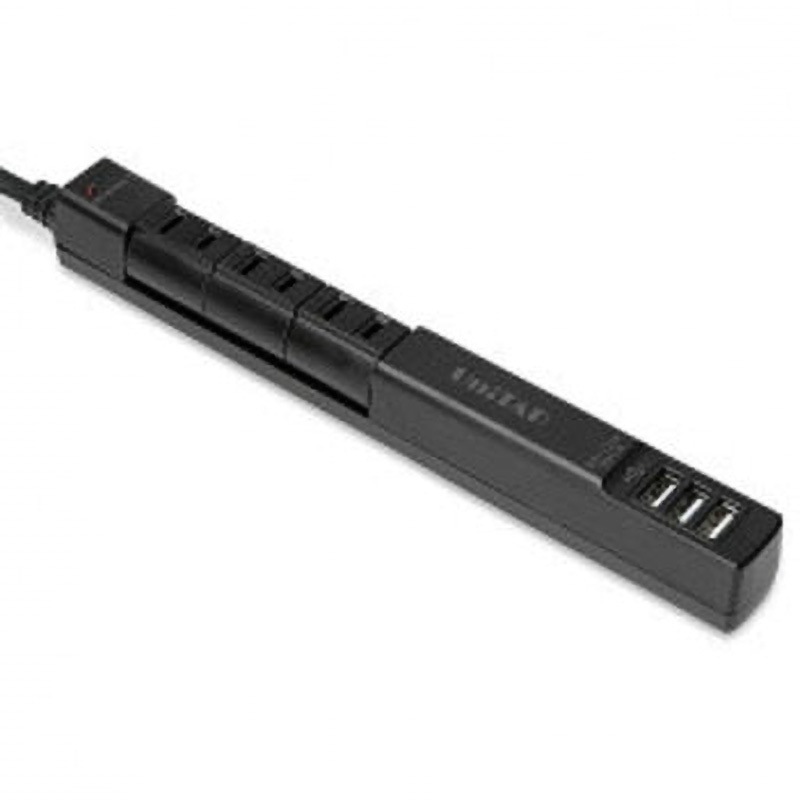 PPS-UTAP6BBK 3ポートUSB給電機能付回転式3個口OAタップ 1個