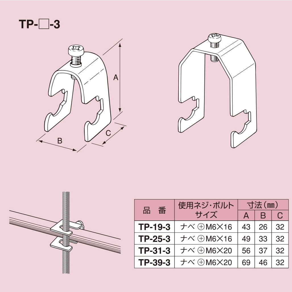 TP-19-3 電線管支持金具 電気亜鉛めっき仕上げ 1箱(20個) 南電機