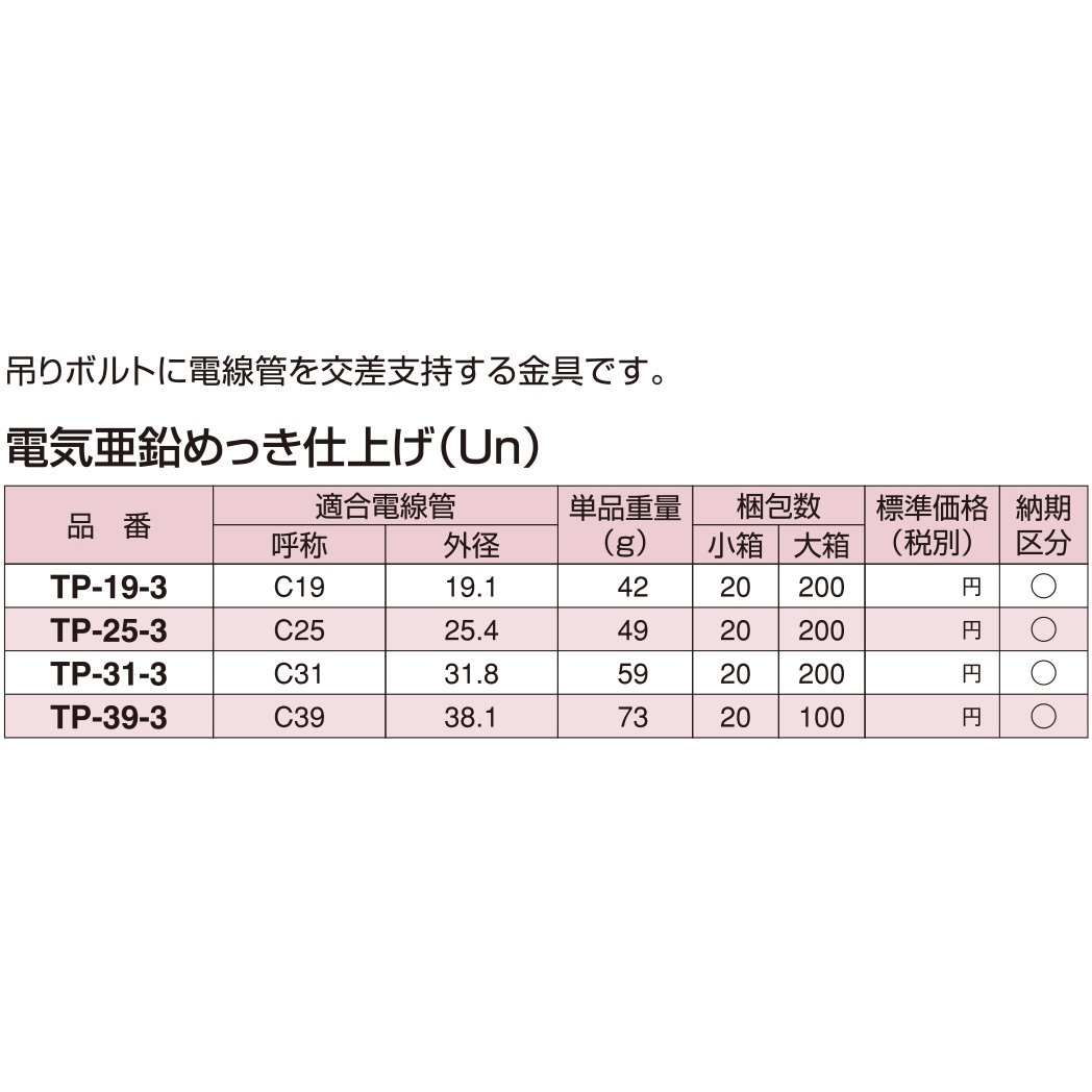 TP-19-3 電線管支持金具 電気亜鉛めっき仕上げ 1箱(20個) 南電機