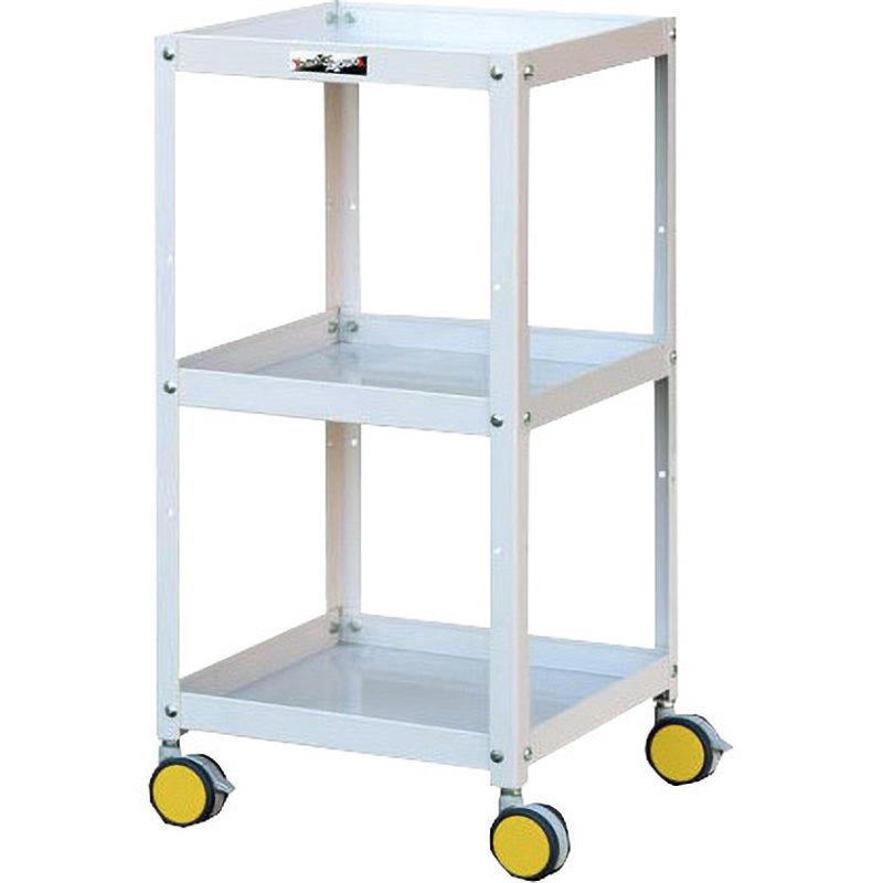 CWCL-3-YE スチール製ワゴン色彩(イロドリ) 3段オープンタイプ ヤマテック 引出しあり 積載荷重96kg イエロー色 高さ832mm間口400mm奥行400mm  CWCL-3-YE