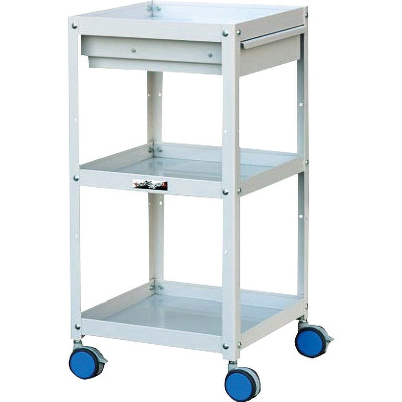 CWCLC-3-BL スチール製ワゴン色彩(イロドリ) 3段キャビネット付タイプ ヤマテック 引出しあり 積載荷重96kg (キャスター)ブルー色 高さ832mm間口400mm奥行400mm  CWCLC-3-BL