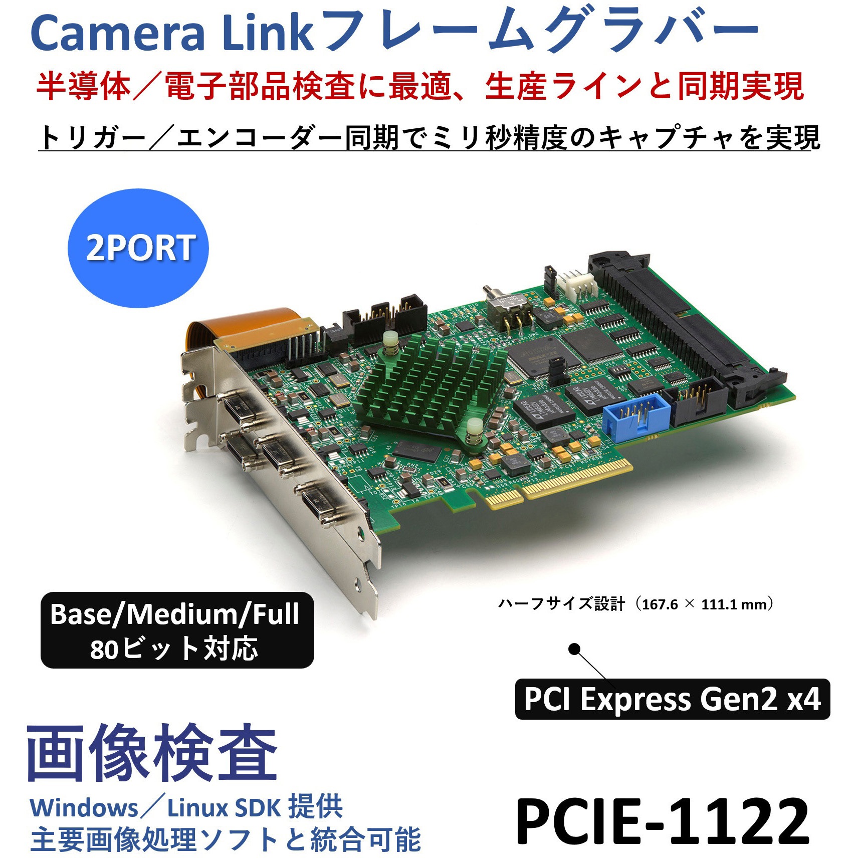 PCIE-1122-AE 1/2ポートPCI Express Camera Link (フレームグラバー