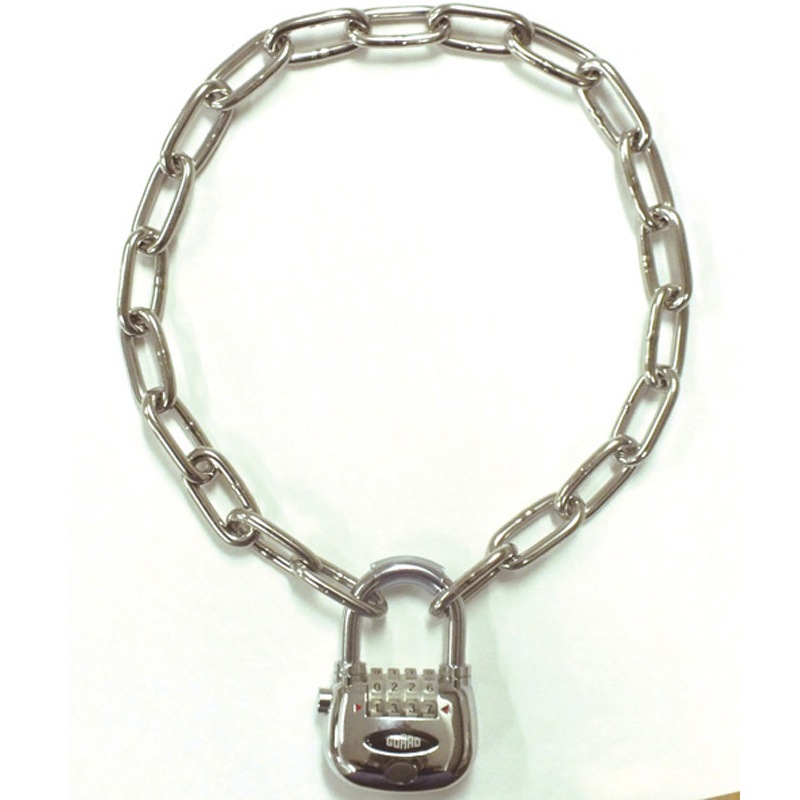 No.5100CC ピカエモン番号錠 チェーン付 ガードロック クローム色