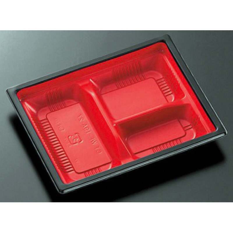 せんべい容器 黒と赤の金属製